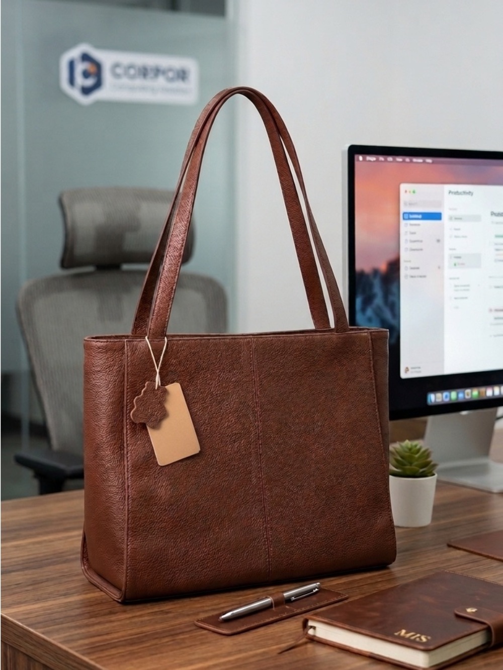 Befen Classic Brown Leather Tote Bag - Women's Shoulder Bag